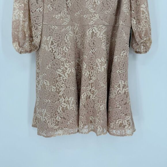 Eliza J‎ Bateau Neck Lace Fit & Flare Knee Length Dress Pink Plus Women 24W - Picture 3 of 11